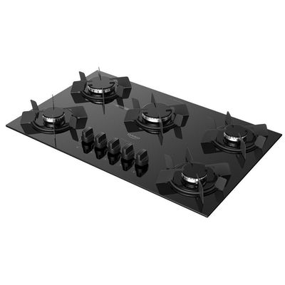 Cooktop 5 Bocas Dako Pratiko Mesa Vidro A Gás Preto Bivolt