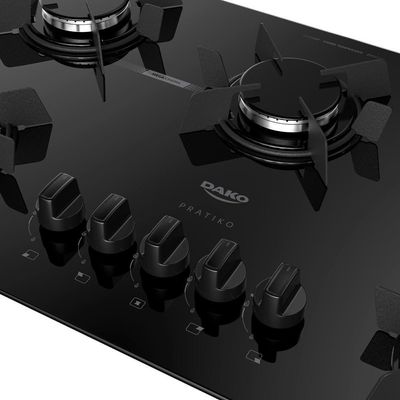 Cooktop 5 Bocas Dako Pratiko Mesa Vidro A Gás Preto Bivolt