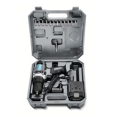 Parafusadeira Furadeira Tramontina com Maleta e Bateria 12V 16 Peças Cinza com Preto / 12V