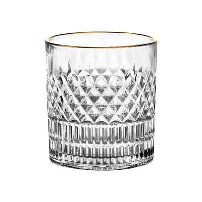 Jogo de Copos Baixos LHermitage Esplanada 310ml com Borda Dourada em Cristal Ecológico 6 Peças n/a