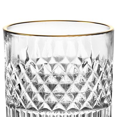 Jogo de Copos Baixos LHermitage Esplanada 310ml com Borda Dourada em Cristal Ecológico 6 Peças n/a