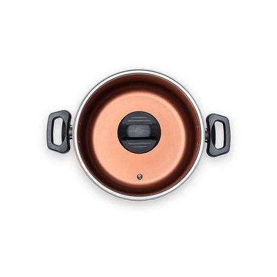 Caçarola Topázio 18cm 1,8L Antiaderente ProFlon Tampa Vidro Cinza Range Brinox Cinza