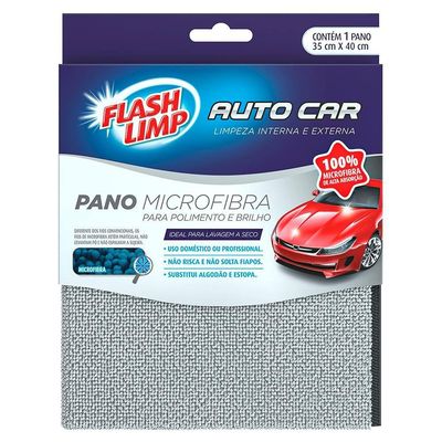 Pano para Polimento e Brilho Microfibra 1 Peça Flashlimp Cinza
