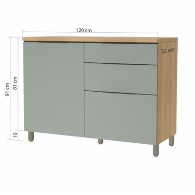 Cozinha Completa Paris 5 Peças e 7 Portas Nesher Nature com Verde