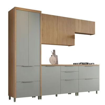 Cozinha Completa Paris 5 Peças e 7 Portas Nesher Nature com Verde