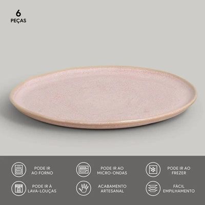 Conjunto de Pratos Rasos Bio Litchi 29cm 6 Peças Porto Brasil n/a