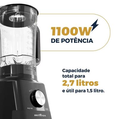 Liquidificador Britânia BLQ1100 1100W Preto Preto / 220V