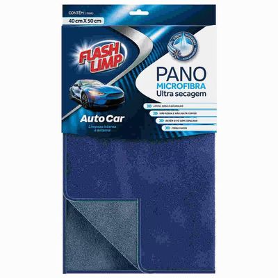 Pano Flash Limp Auto Microfibra Ultra Secagem 40x50cm Alta Absorção Sem Fiapos Azul