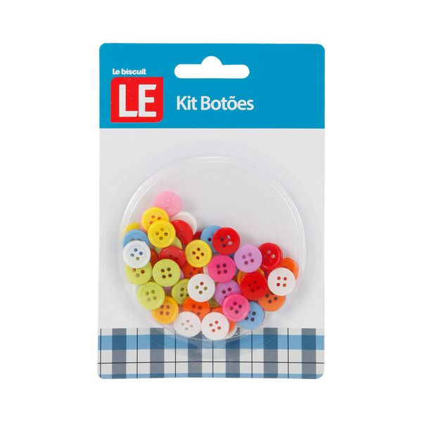 Kit Botão Le para Camisa Plástico com 50 Unidades Colorido