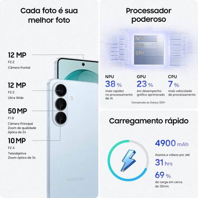 Smartphone Galaxy S26+ 5G Tela 6.7 Samsung Violeta
