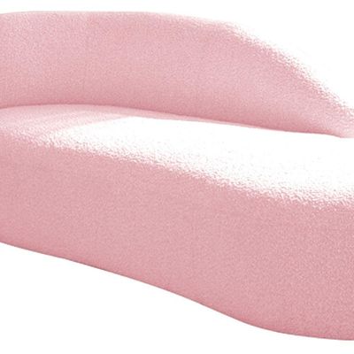 Kit Divã Luna 160cm Lado Direito E 01 Poltrona Base De Ferro Dourada Suede Cor Rosa Bebê