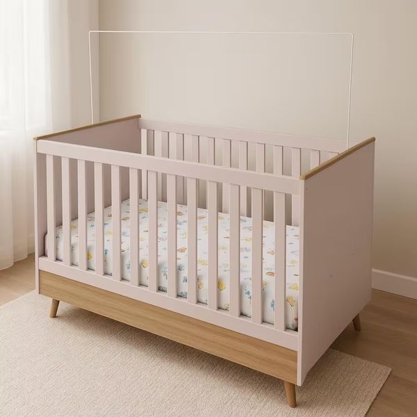 Berço 2 em 1 Ternura Plus com Colchão Herval Baby Encanto Bartira Rosa Wood