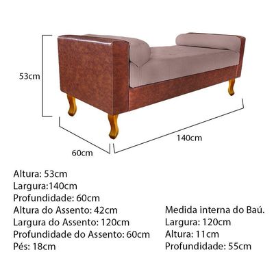 Recamier Félix Casal 140cm Corano Nozes e Linho Rosê