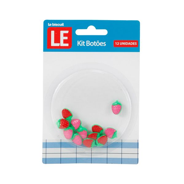 Kit Botão Infantil Le Morango 16mm com 12 Unidades Colorido