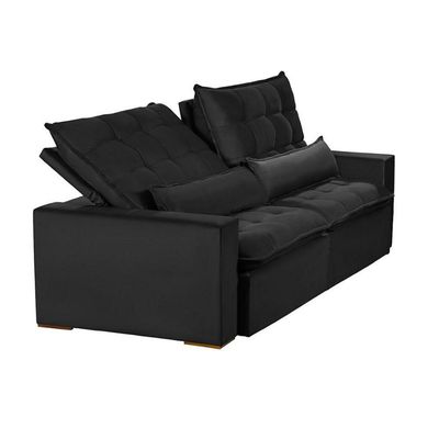 Sofá Modular 4 Lugares 2.30M Retrátil E Reclinável Preto