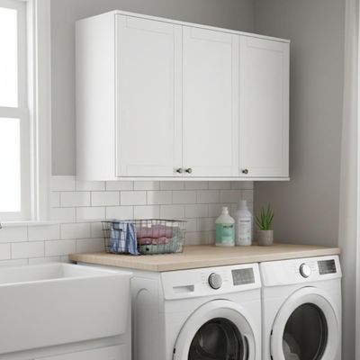 Armário Aéreo 3 Portas Em Mdf Para Lavanderia Branco Carraro