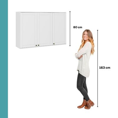 Armário Aéreo 3 Portas Em Mdf Para Lavanderia Branco Carraro