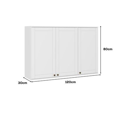 Armário Aéreo Milla 120cm 3 Ptas Branco