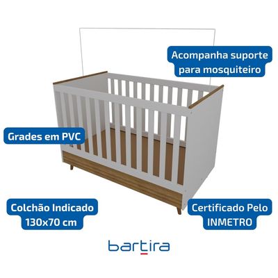 Berço 2 em 1 Bartira Ternura Plus Branco Wood