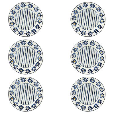 Prato Fundo de Cerâmica Donna Margaridas 21,5cm 6 Unidades - Biona 149834