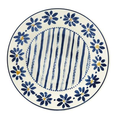 Prato Fundo de Cerâmica Donna Margaridas 21,5cm 6 Unidades - Biona 149834