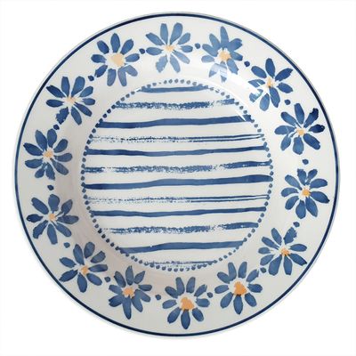 Prato Fundo de Cerâmica Donna Margaridas 21,5cm 6 Unidades - Biona 149834