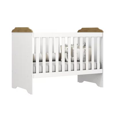 Berço Mini Cama Mel 3 em 1 com Suporte para Mosquiteiro e 133cm de Largura Carolina Baby Branco e Bétula
