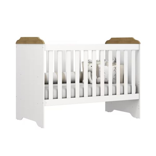 Berço Mini Cama Mel 3 em 1 com Suporte para Mosquiteiro e 133cm de Largura Carolina Baby Branco e Bétula