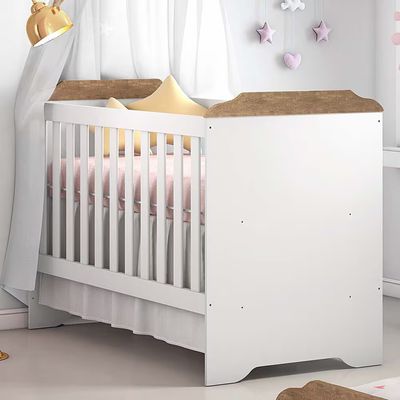 Berço Mini Cama Mel 3 em 1 com Suporte para Mosquiteiro e 133cm de Largura Carolina Baby Branco e Bétula
