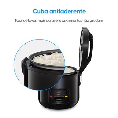 Panela Elétrica de Arroz Rizzo PAR40 1L 400W Design Black Piano Elgin Black Piano / 220V