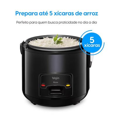 Panela Elétrica de Arroz Rizzo PAR40 1L 400W Design Black Piano Elgin Black Piano / 220V