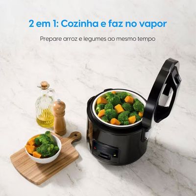 Panela Elétrica de Arroz Rizzo PAR40 1L 400W Design Black Piano Elgin Black Piano / 220V