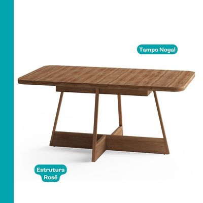 Conjunto Sala De Jantar 6 Cadeiras Boston Carraro Nogal Rosê