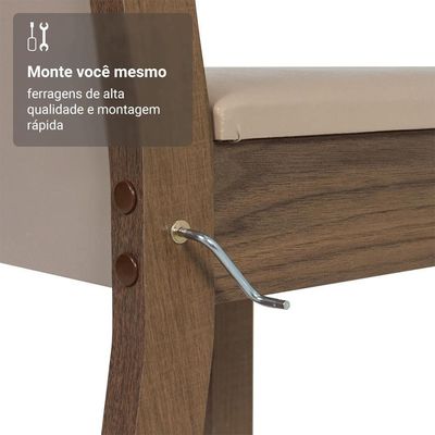 Conjunto Sala De Jantar Mesa Tampo De Vidro 4 Cadeiras Rustic/crema/bege Viena Madesa