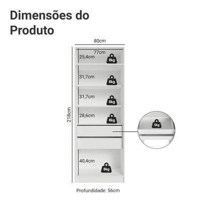 Guarda-roupa Modulado 2 Portas 2 Gavetas 4 Prateleiras Branco Neo Madesa