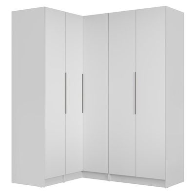 Guarda-roupa Modulado De Canto 310 Cm 5 Portas 2 Gavetas Branco Neo Madesa 01