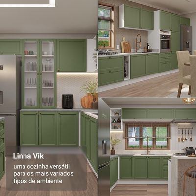 Balcão Porta-temperos 20 Cm 1 Porta (sem Tampo) Branco/verde Vik Madesa