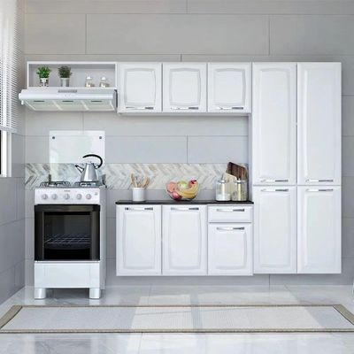 Cozinha Completa Itatiaia Amanda 4 Peças Com Paneleiro Duplo Armário Aéreo E Balcão Branco