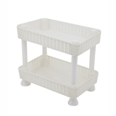Estante de Plástico Multiuso Le Retangular Empilhável com 2 Prateleiras Branca 24,5x15x20cm