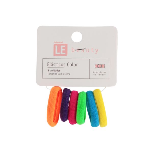 Elástico para Cabelo Le Color com 6 Unidades Pequeno Colorido