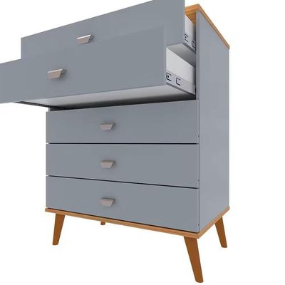 Quarto Infantil Completo Ternura Guarda-Roupa 2 Portas Cômoda 5 Gavetas Berço Conversível Bartira Azul Wood