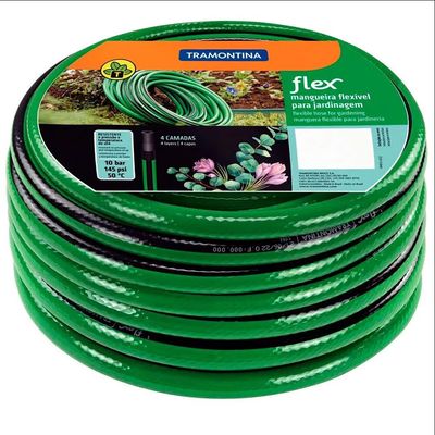 Mangueira Flex para Jardim Tramontina PVC 4 Camadas com 20 Metros Verde e Preto