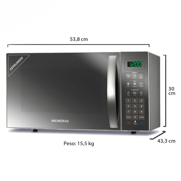Micro ondas Mondial MO 02 34 E 34 Litros Espelhado 127V