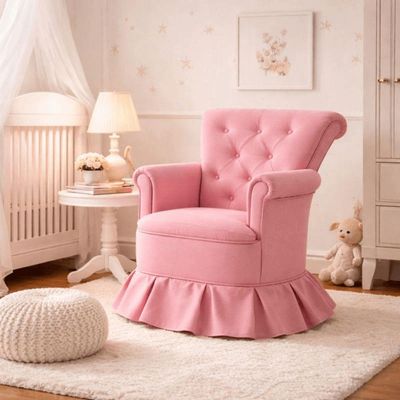 Poltrona Balanço Amentação Quarto Confortável Descanso Sala Leitura Suede Rosa