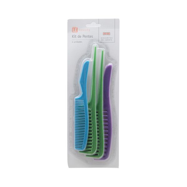 Kit Pente para Cabelo Le Econ Desembaraçante com 4 Unidades