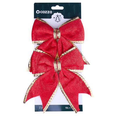 Kit 2 Laços Natalinos Vermelhos De 15x18cm Cazza Cv244285
