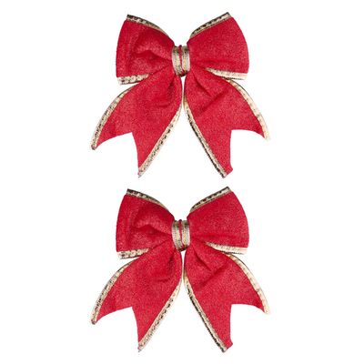 Kit 2 Laços Natalinos Vermelhos De 15x18cm Cazza Cv244285