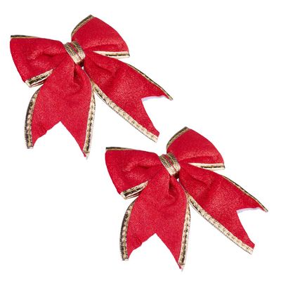 Kit 2 Laços Natalinos Vermelhos De 15x18cm Cazza Cv244285