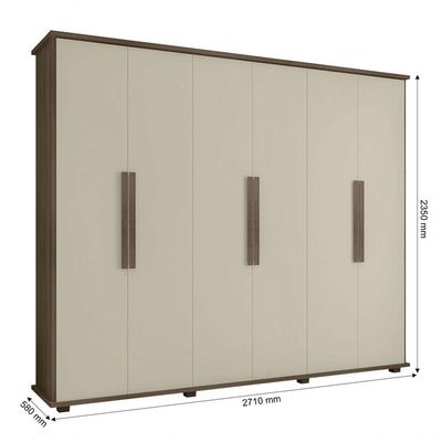 Guarda-roupa Casal 6 Portas 4 Gavetas Freijó Com Off White Canadá - Rv Móveis