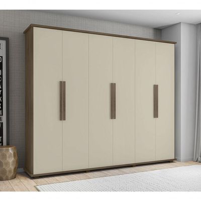 Guarda-roupa Casal 6 Portas 4 Gavetas Freijó Com Off White Canadá - Rv Móveis